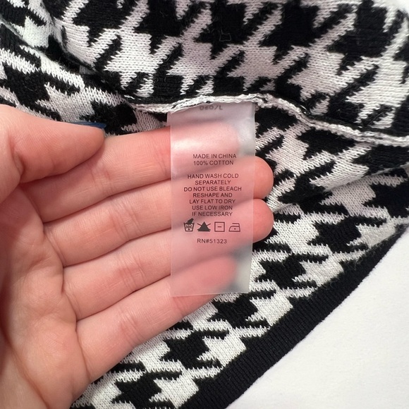 Vince Camuto Cotton Houndstooth Sweater Jacket - black/white, L - Picture 5 of 11